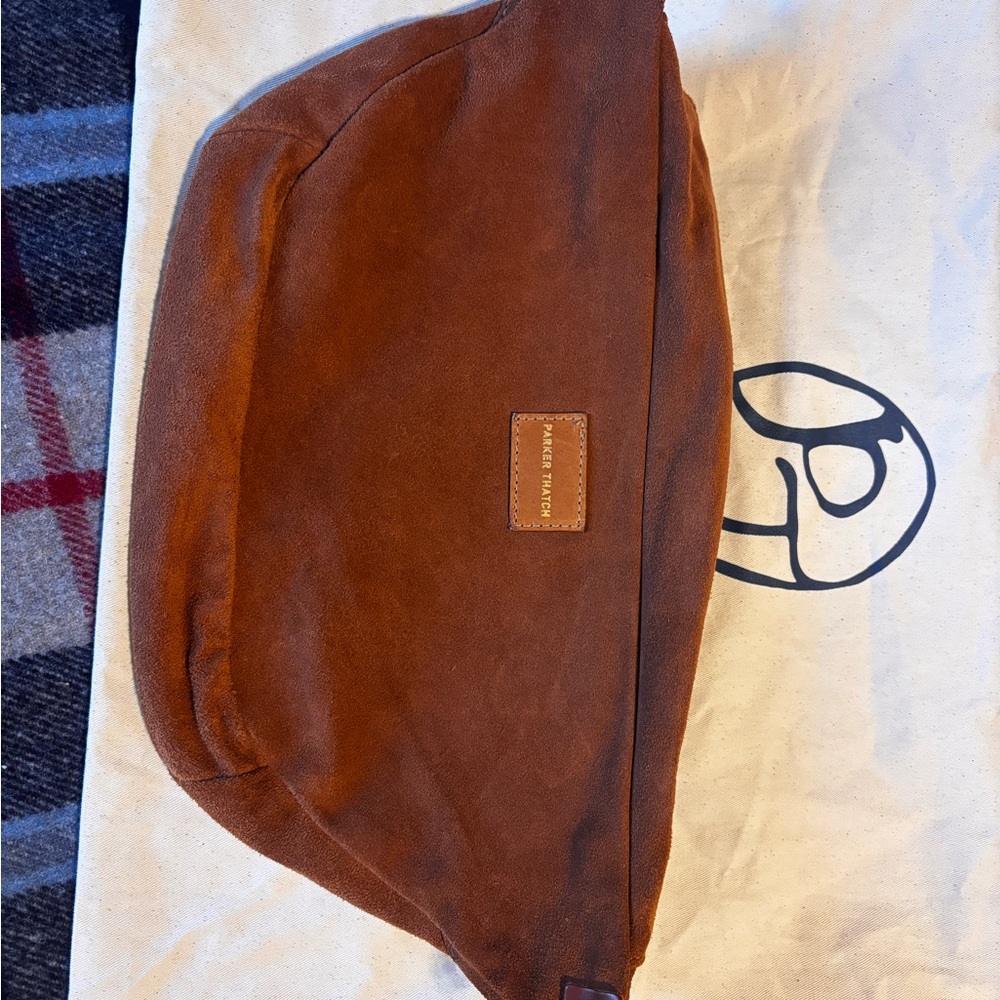 Parker Thatch Caramel Suede Sling Bag - Picture 8 of 13